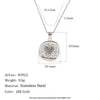 Wholesale Women's Light Luxury Geometric Stainless Steel Pvd Furnace Vacuum Real Gold Plated Hammered Texture Square Pink Diamond Heart Pendant Necklace