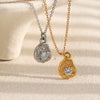 Wholesale Women's Light Luxury Geometric Stainless Steel Pvd Furnace Vacuum Real Gold Plated Pendant Necklace