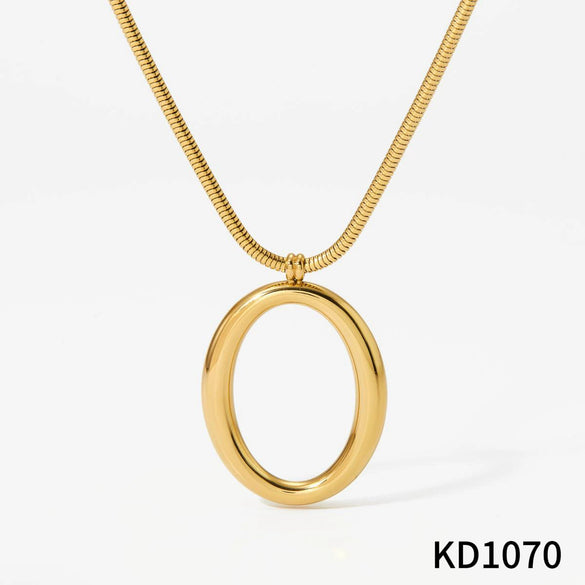 Wholesale Women's Light Luxury Geometric Stainless Steel Pvd Furnace Vacuum Real Gold Plated Pendant Necklace