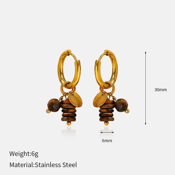 Wholesale Women's Light Luxury Geometric Stainless Steel Real Gold Plated Earrings