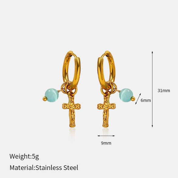 Wholesale Women's Light Luxury Geometric Stainless Steel Real Gold Plated Earrings
