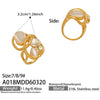 Wholesale Women's Light Luxury Geometric Stainless Steel Ring Set With Cat's Eye Stone Pvd Real Gold Plated Fashion Jewelry