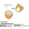 Wholesale Women's Light Luxury Geometric Stainless Steel Ring Set With Cat's Eye Stone Pvd Real Gold Plated Fashion Jewelry