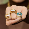 Wholesale Women's Light Luxury Geometric Stainless Steel Ring Set With Glass Stones And Electroplating Design