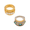 Wholesale Women's Light Luxury Geometric Stainless Steel Ring Set With Glass Stones And Electroplating Design