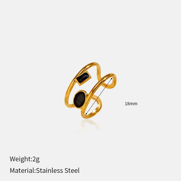 Wholesale Women's Light Luxury Geometric Stainless Steel Titanium Steel Polished Electroplated Open Ring Jewelry