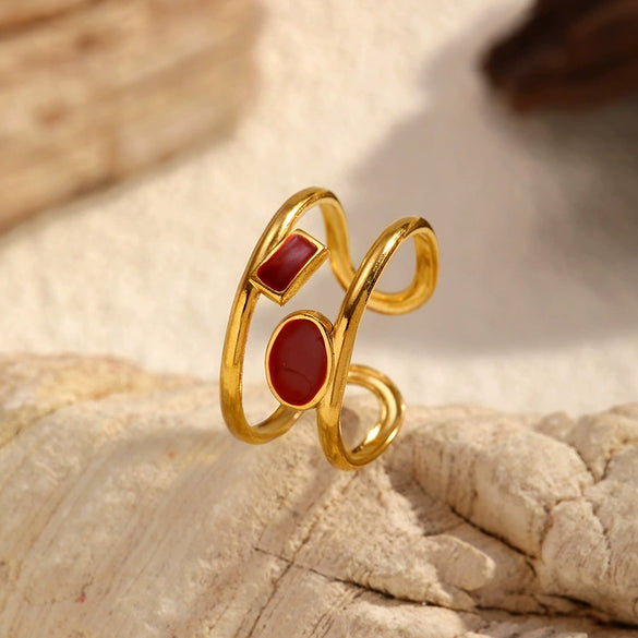 Wholesale Women's Light Luxury Geometric Stainless Steel Titanium Steel Polished Electroplated Open Ring Jewelry