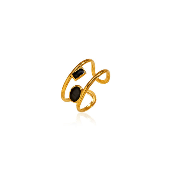 Wholesale Women's Light Luxury Geometric Stainless Steel Titanium Steel Polished Electroplated Open Ring Jewelry