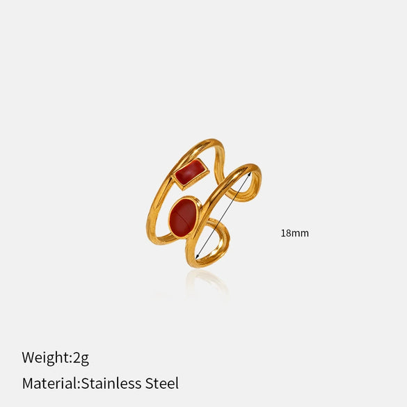 Wholesale Women's Light Luxury Geometric Stainless Steel Titanium Steel Polished Electroplated Open Ring Jewelry