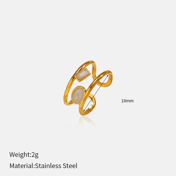 Wholesale Women's Light Luxury Geometric Stainless Steel Titanium Steel Polished Electroplated Open Ring Jewelry
