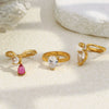 Wholesale Women's Light Luxury Geometric Stainless Steel Vacuum Plated Crown Water Drop Zircon Ring Bracelet