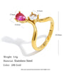 Wholesale Women's Light Luxury Geometric Stainless Steel Vacuum Plated Crown Water Drop Zircon Ring Bracelet