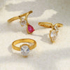 Wholesale Women's Light Luxury Geometric Stainless Steel Vacuum Plated Crown Water Drop Zircon Ring Bracelet