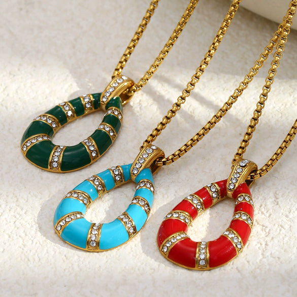 Wholesale Women's Light Luxury Geometric Stainless Steel Vacuum Plated Pendant Necklace