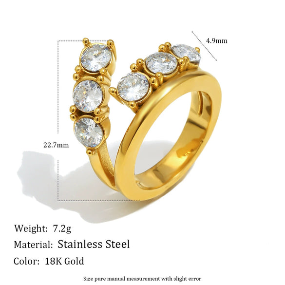 Wholesale Women's Light Luxury Geometric Stainless Steel Vacuum Plated Ring Jewelry