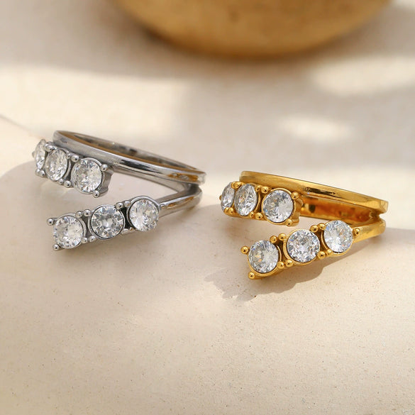 Wholesale Women's Light Luxury Geometric Stainless Steel Vacuum Plated Ring Jewelry