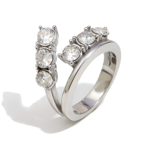 Wholesale Women's Light Luxury Geometric Stainless Steel Vacuum Plated Ring Jewelry