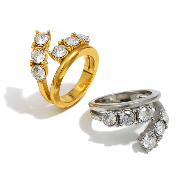 Wholesale Women's Light Luxury Geometric Stainless Steel Vacuum Plated Ring Jewelry
