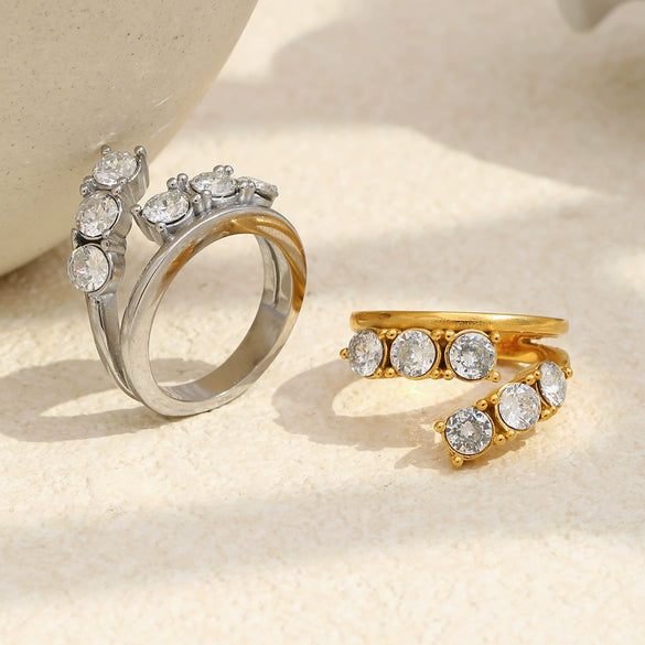 Wholesale Women's Light Luxury Geometric Stainless Steel Vacuum Plated Ring Jewelry