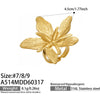 Wholesale Women's Light Luxury Geometric Stainless Steel Vintage Floral Maple Leaf Ring Set 18K Gold Plated