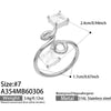 Wholesale Women's Light Luxury Geometric Stainless Steel Vshaped Open Tail Ring Set Gold Plated With 5A Zircon