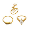 Wholesale Women's Light Luxury Geometric Stainless Steel Vshaped Open Tail Ring Set Gold Plated With 5A Zircon