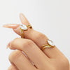 Wholesale Women's Light Luxury Geometric Stainless Steel Vshaped Open Tail Ring Set Gold Plated With 5A Zircon