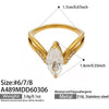 Wholesale Women's Light Luxury Geometric Stainless Steel Vshaped Open Tail Ring Set Gold Plated With 5A Zircon