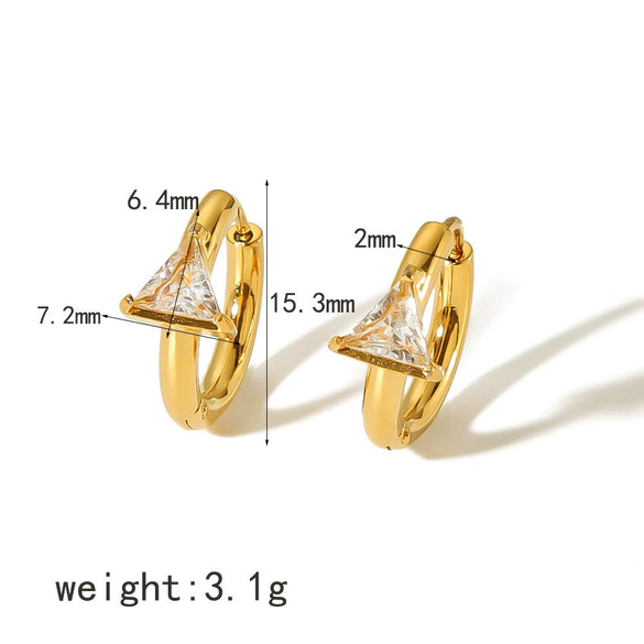 Wholesale Women's Light Luxury Geometric Stainless Steel Zircon Earrings With Electroplating