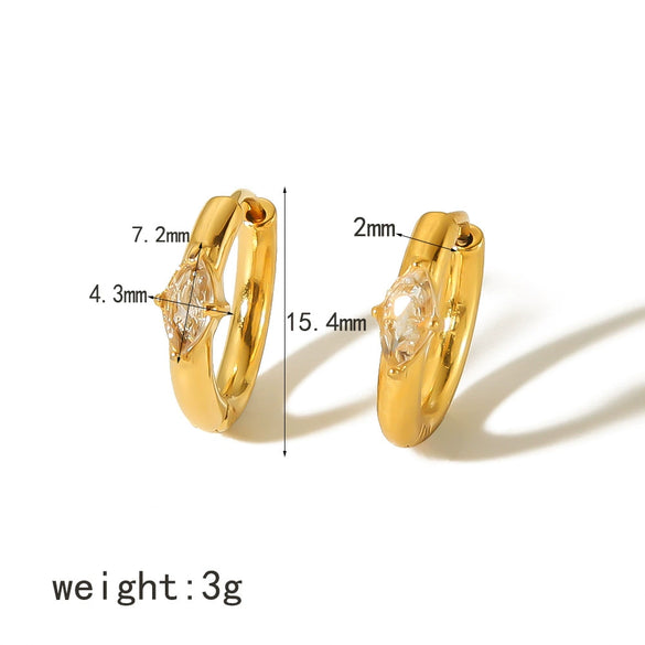 Wholesale Women's Light Luxury Geometric Stainless Steel Zircon Earrings With Electroplating