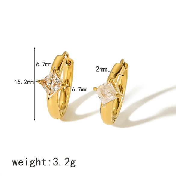 Wholesale Women's Light Luxury Geometric Stainless Steel Zircon Earrings With Electroplating