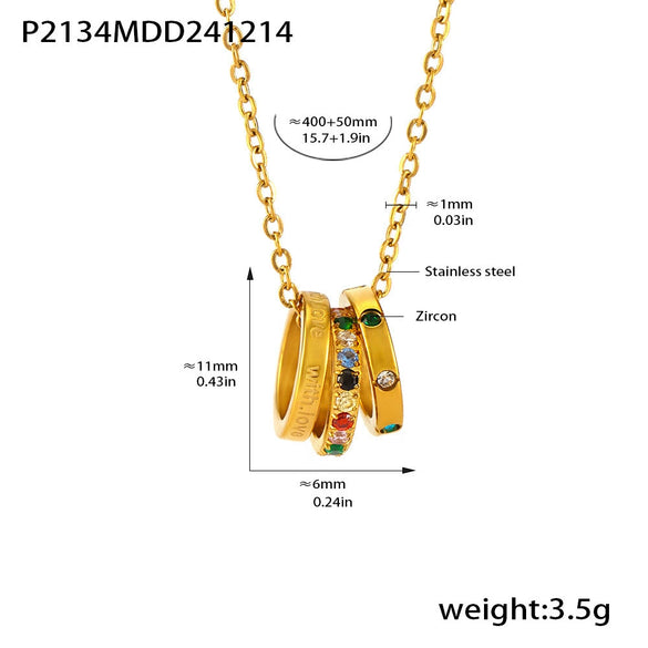 Wholesale Women's Light Luxury Geometric 316L Stainless Steel Zircon Electroplated Clavicle Stacked Necklace