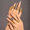 Wholesale Women's Light Luxury Geometric Stainless Steel Zircon Exaggerated Square Ring Gold Plated