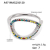 Wholesale Women's Light Luxury Geometric Stainless Steel Zircon Ring With Electroplating And Hollow Design