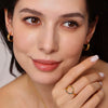 Wholesale Women's Light Luxury Geometric Stainless Steel Zircon Ring With Electroplating And Hollow Design