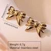 Wholesale Women's Light Luxury Geometric Stamped Stainless Steel Bow Tie Earrings