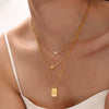 Wholesale Women's Light Luxury Geometric Star Design Electroplated Titanium Steel And Imitation Pearl Multi Layer Necklace