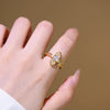 Wholesale Women's Light Luxury Geometric Star Gold Plated Copper Electroplated Opening Adjustable Ring