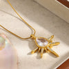 Wholesale Women's Light Luxury Geometric Star Shape Stainless Steel Electroplated Pendant Necklace