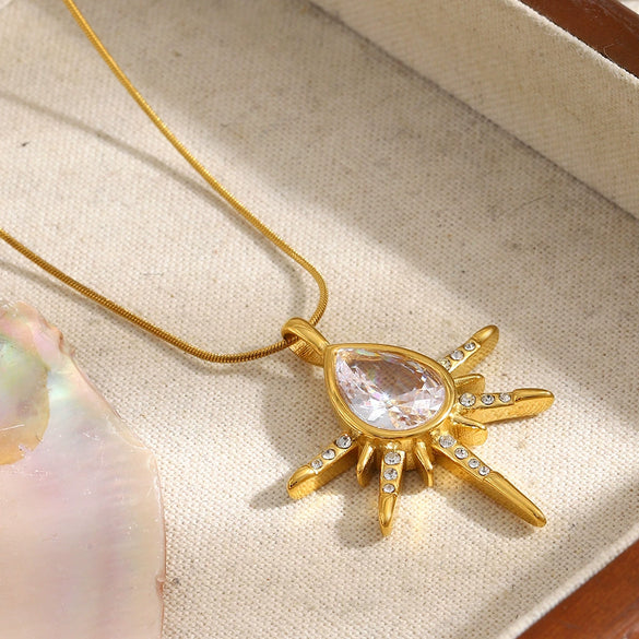 Wholesale Women's Light Luxury Geometric Star Shape Stainless Steel Electroplated Pendant Necklace