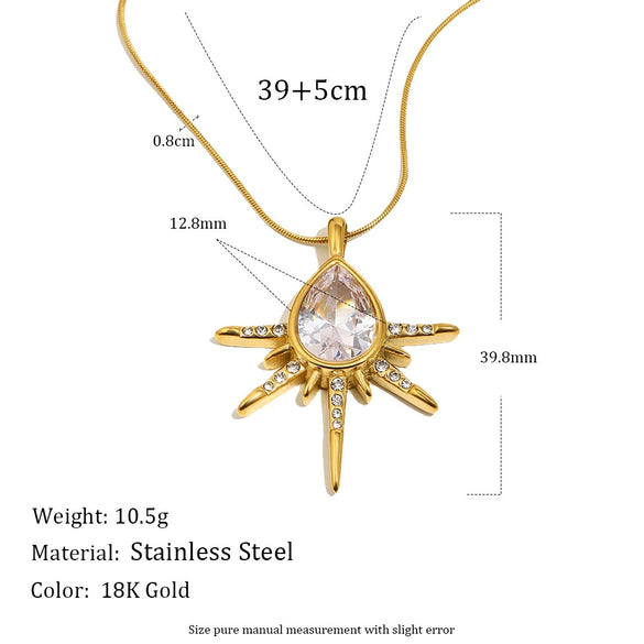 Wholesale Women's Light Luxury Geometric Star Shape Stainless Steel Electroplated Pendant Necklace