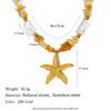 Wholesale Women's Light Luxury Geometric Starfish Pendant Necklace Stainless Steel Plated With 18K Orange Natural Gravel And Imitation Pearl