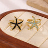 Wholesale Women's Light Luxury Geometric Starfish Ring Inlaid With Gold Stainless Steel Jewelry