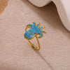 Wholesale Women's Light Luxury Geometric Starfish Ring Inlaid With Gold Stainless Steel Jewelry
