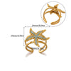 Wholesale Women's Light Luxury Geometric Starfish Ring Inlaid With Gold Stainless Steel Jewelry
