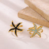 Wholesale Women's Light Luxury Geometric Starfish Ring Inlaid With Gold Stainless Steel Jewelry