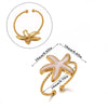 Wholesale Women's Light Luxury Geometric Starfish Ring Inlaid With Gold Stainless Steel Jewelry