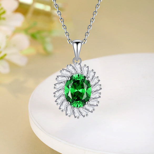 Wholesale Women's Light Luxury Geometric 925 Sterling Silver Emerald Cut Pendant Necklace With Cross Chain
