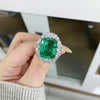 Wholesale Women's Light Luxury Geometric 925 Sterling Silver Ring With Emerald Cut And Diamond Set And Electroplating Treatment