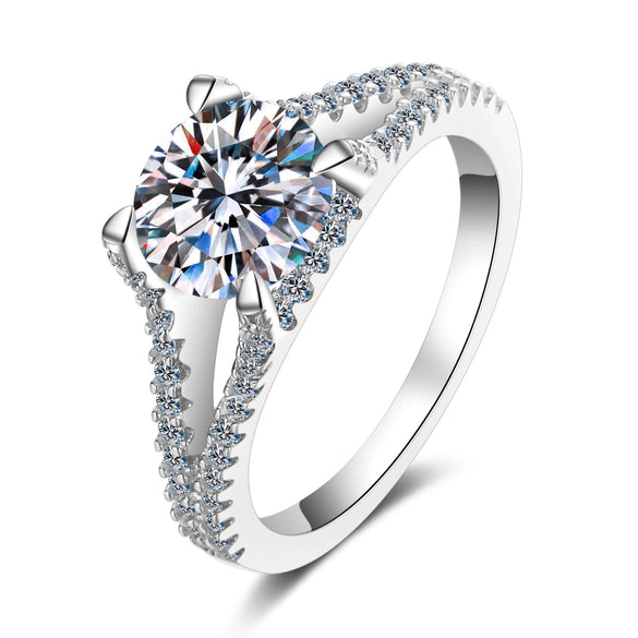 Wholesale Women's Light Luxury Geometric 925 Sterling Silver Ring With Mosane Diamond And Electroplating